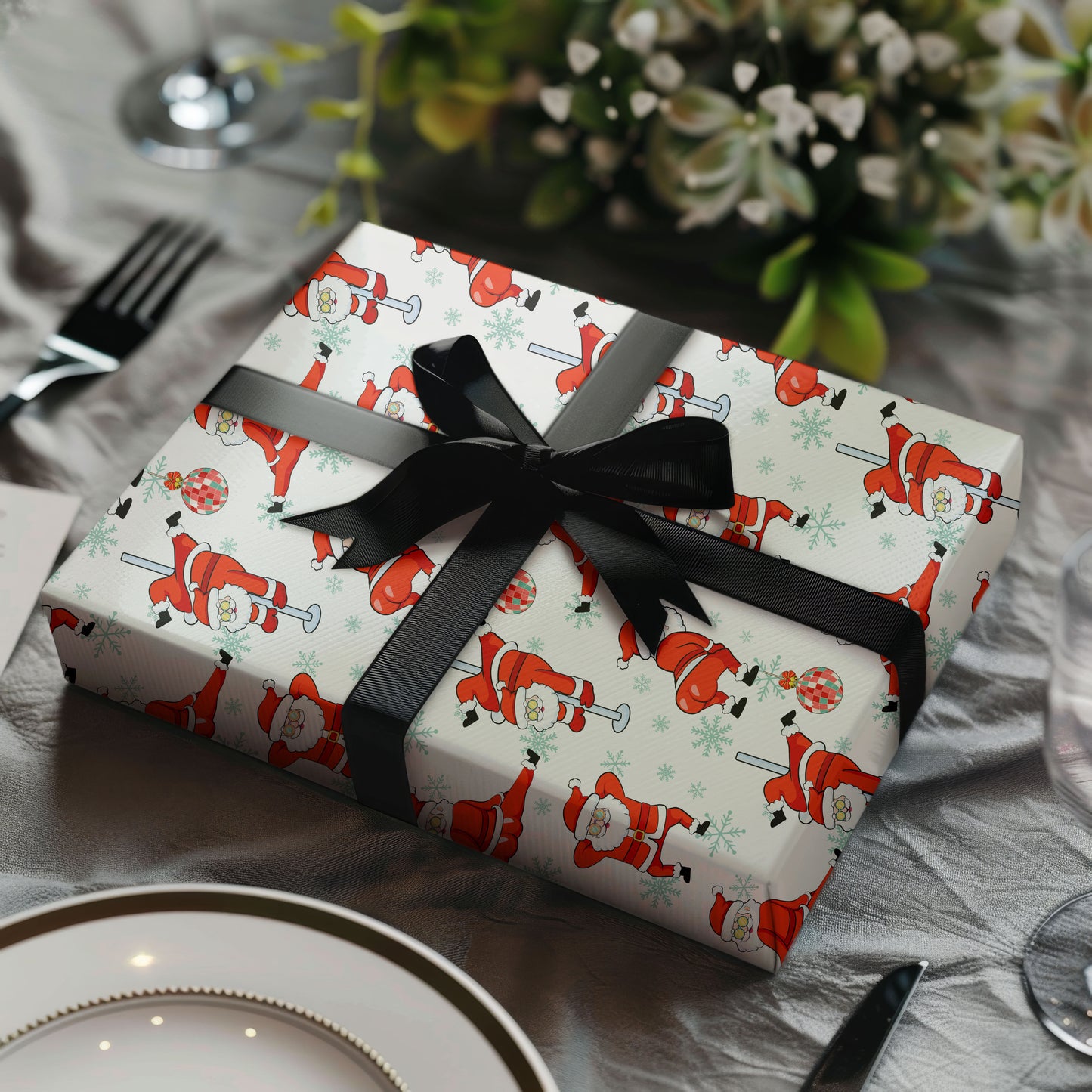 Dancing Santa Christmas Gift Wrap