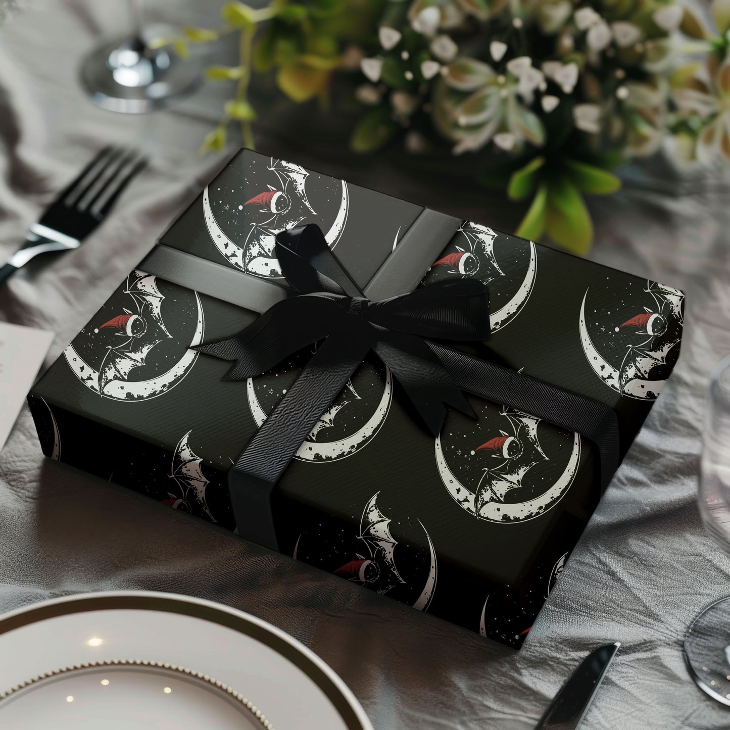 Bat Santa Christmas Wrapping Paper