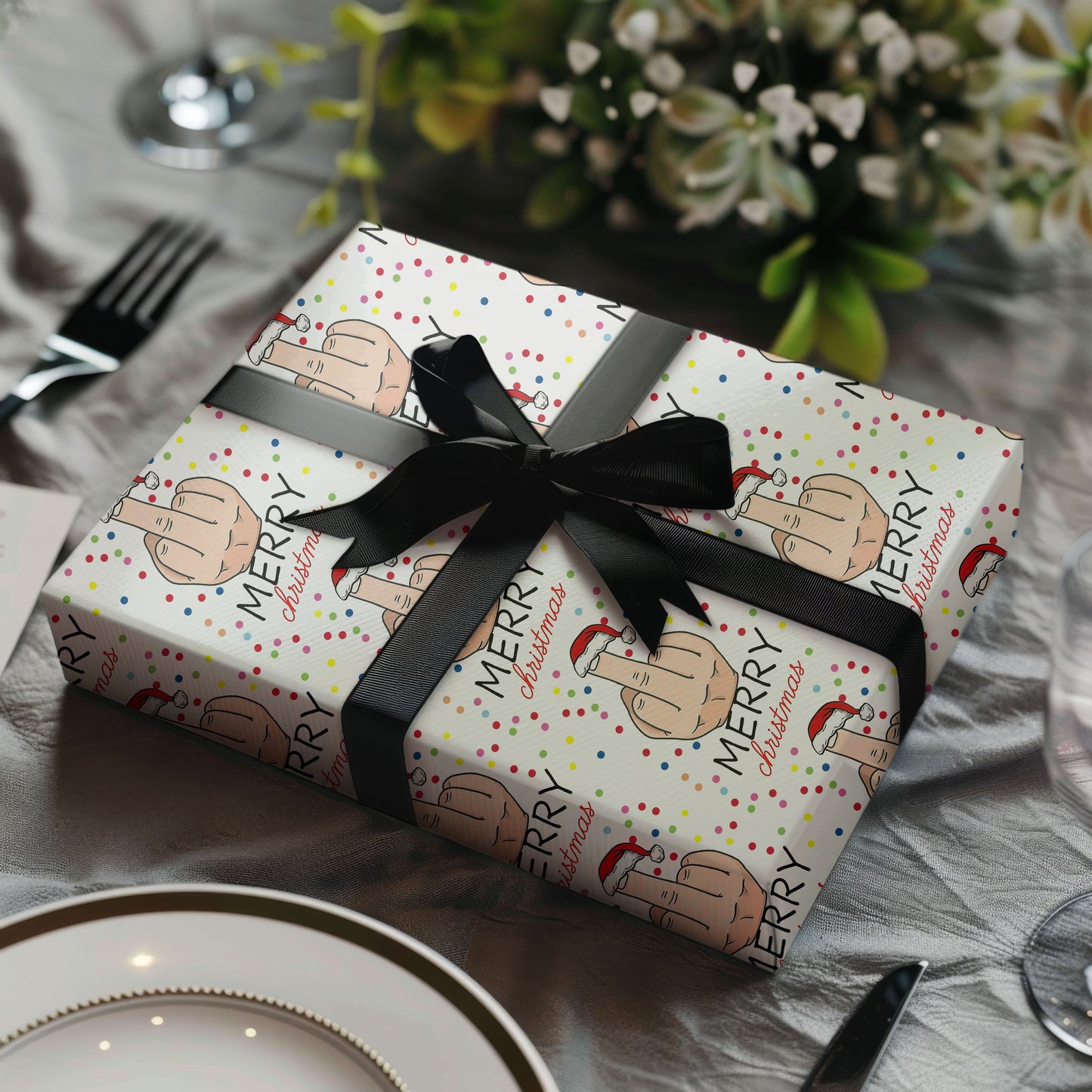 Christmas Middle Finger Wrapping Paper for Presents
