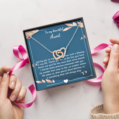 To My Aunt Necklace Jewelry Birthday Valentine's gifts For Aunt Message Card & LED Box