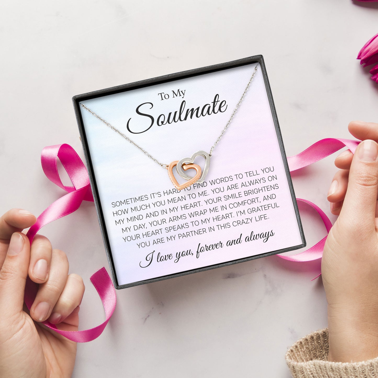To My Soulmate Necklace Gift Jewelry with Love Message