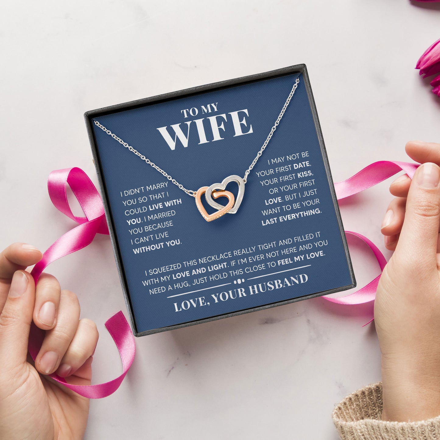 To My Wife Necklace With Message Card From Husband