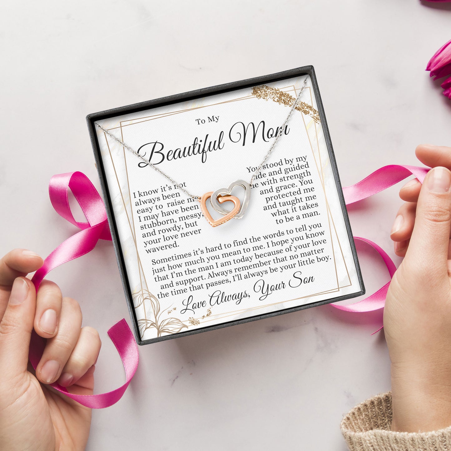 To My Beautiful Mom Meaningful Gift Necklace