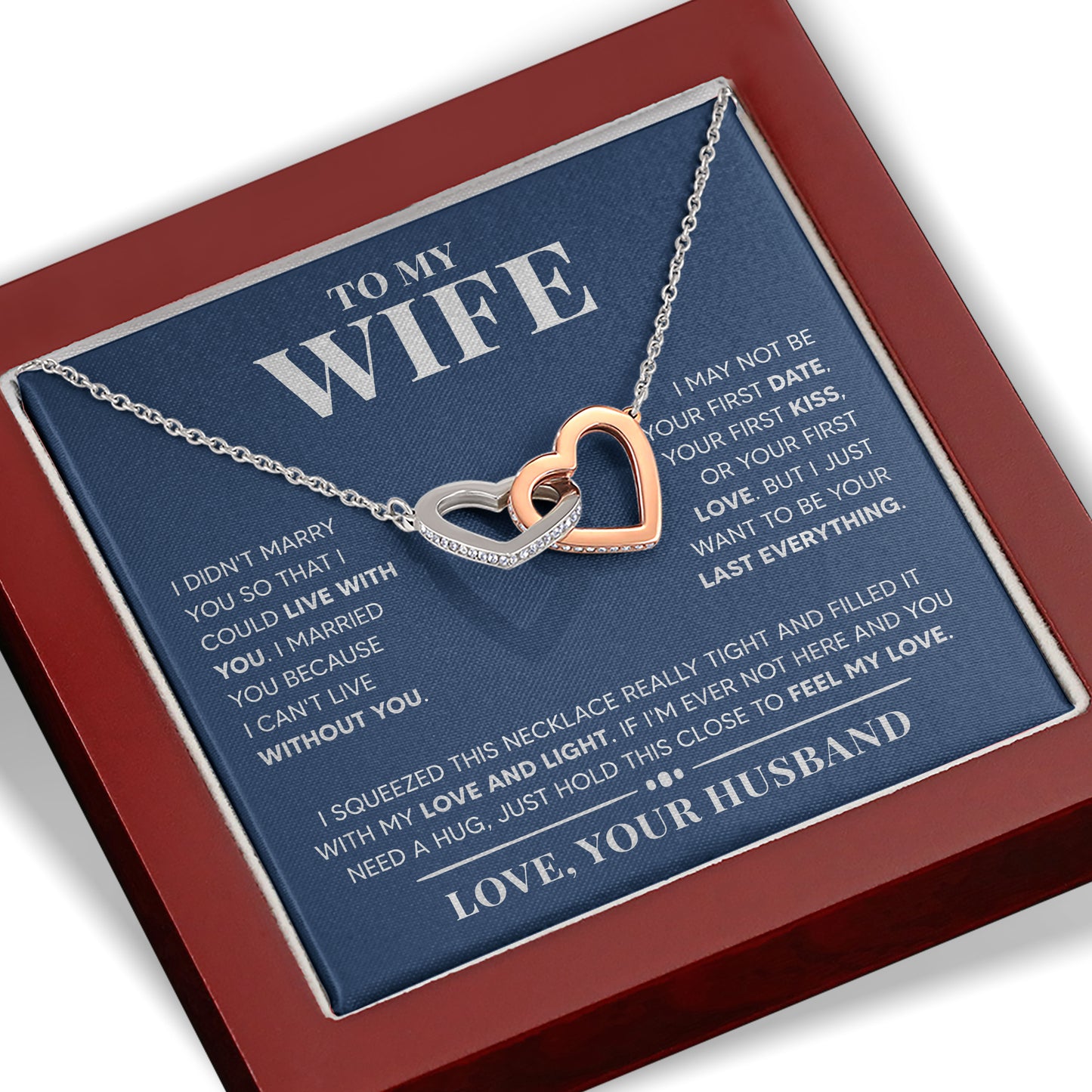 To My Wife Necklace With Message Card From Husband
