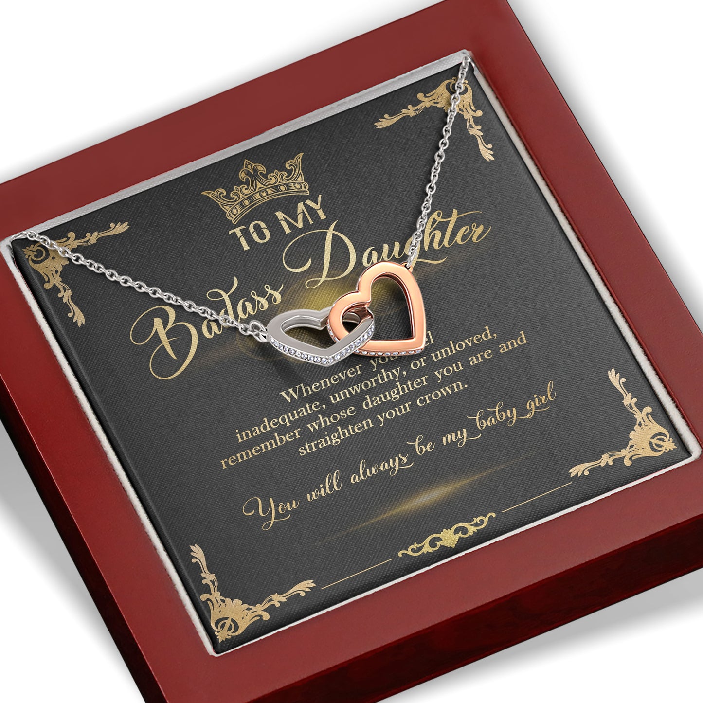 To My Badass Daughter Necklace With Message Cards
