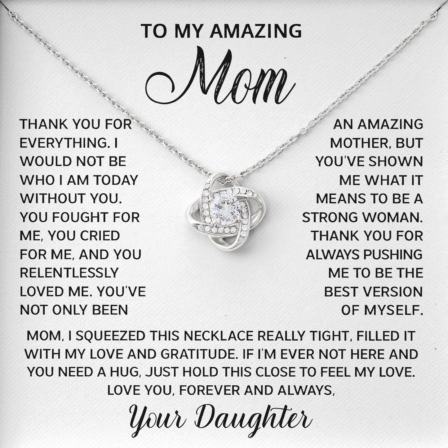 To My Amazing Mom Necklace Anniversary Present, Birthday Anniversary Gift Idea From Daughter