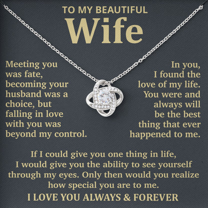 To My Beautiful Wife Necklace Gift Box with Sentimental Message Card