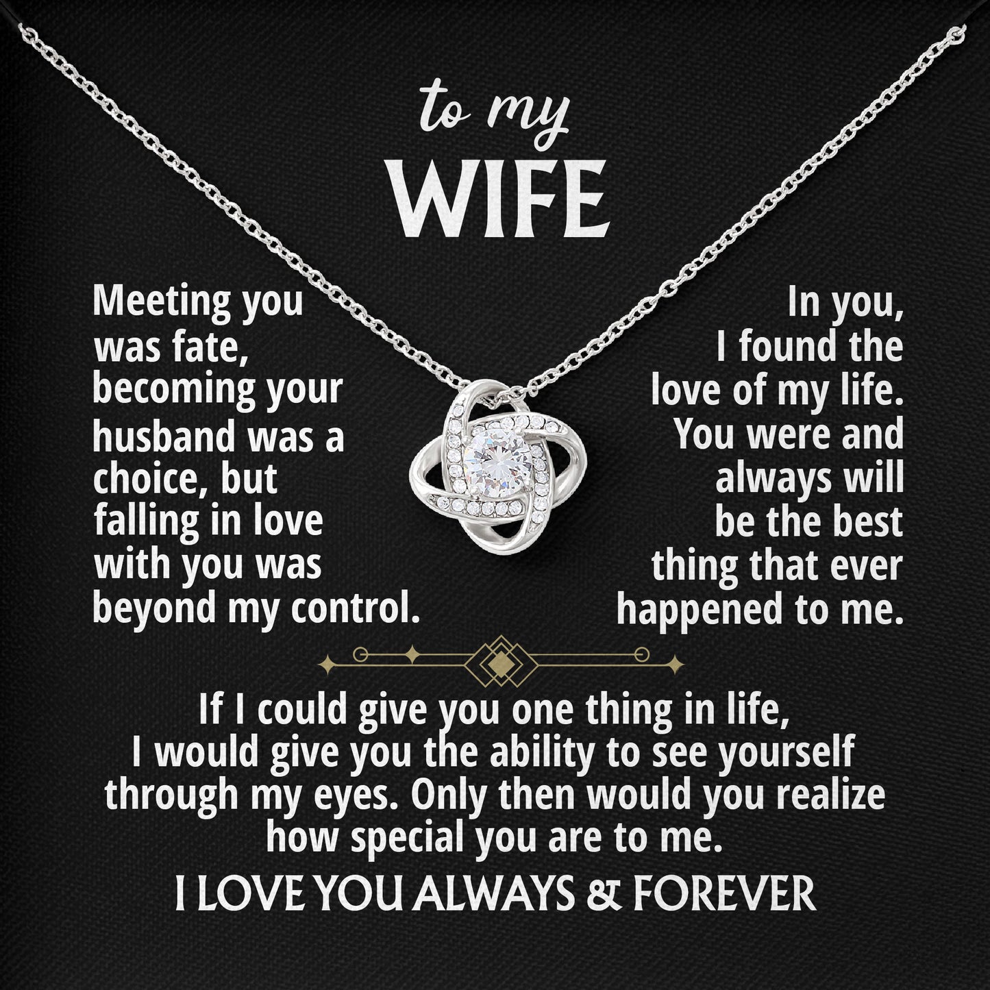 To My Beautiful Wife Necklace With Message Card