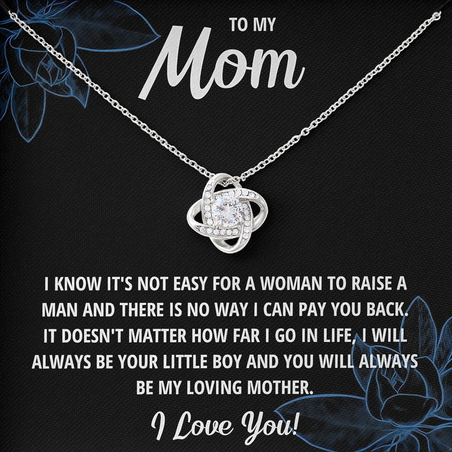 To My Mom Necklace with Message Card, Mothers Day Gift, Sentimental Birthday Valentine Gifts