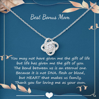 Best Bonus Mom Necklace with Message Card, Valentine Gifts, Mothers Day Gift, Sentimental Birthday