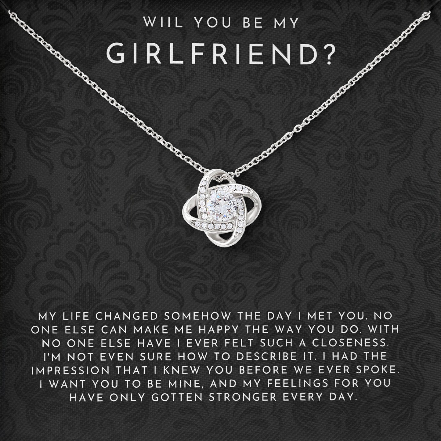 To My Girlfriend Necklace Gift Box with Sentimental Message Card From Boyfriend