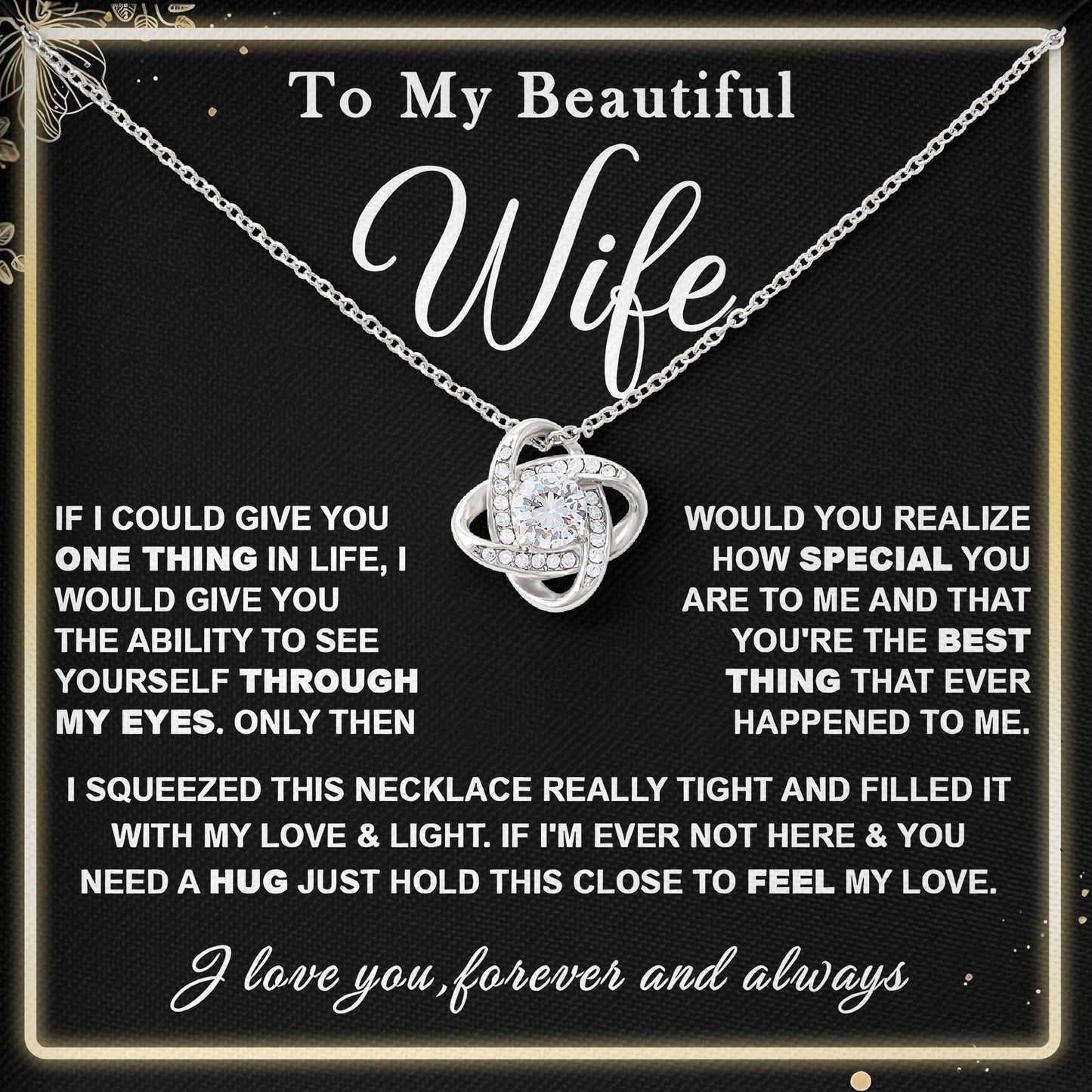 To My Beautiful Wife Necklace, Romantic Jewelry Gift for Wife, Anniversary Present, Birthday Christmas Gift Idea
