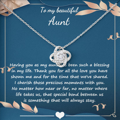 To My Aunt Necklace Jewelry Birthday Valentine's gifts For Aunt Message Card & LED Box