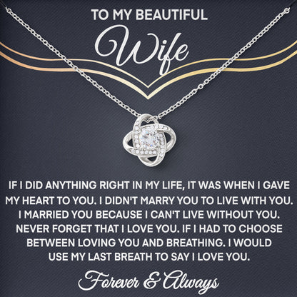 To My Beautiful Wife Necklace Jewelry with Message Card & Gift Box