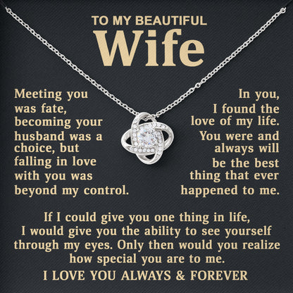 To My Beautiful Wife Gift Idea, Husband to Wife Gift, Necklace Gift Box with Sentimental Message Card