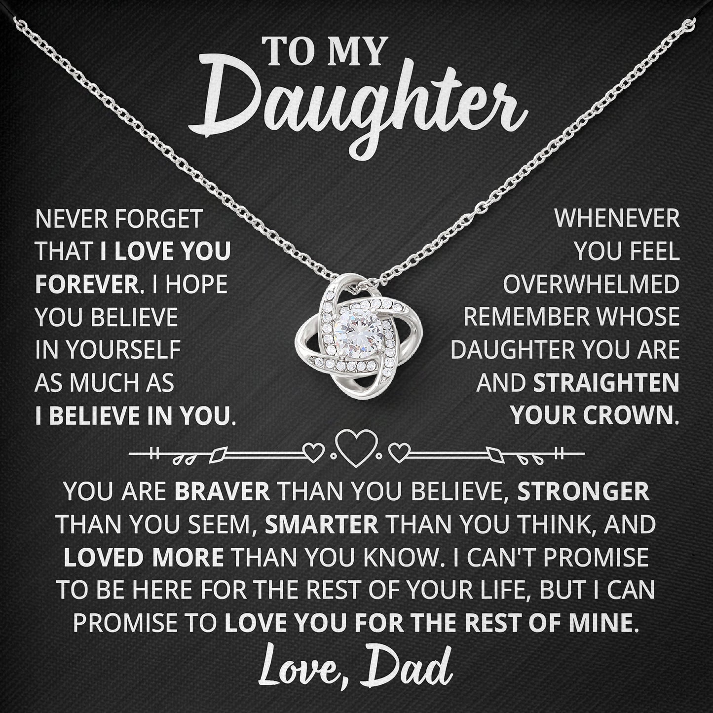 To My Daughter Jewelry Gift with Sentimental Message