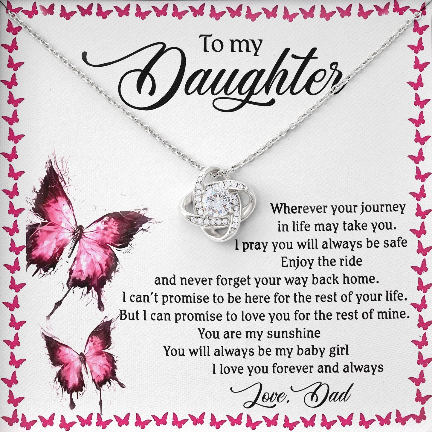 To My Daughter Necklace Gift Box From Dad