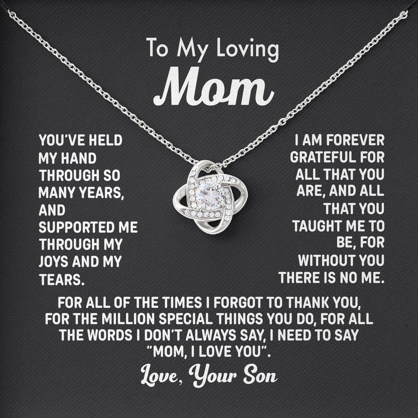 To My Loving Mom Necklace, Mothers Day, Valentine Gift From Son To Mom