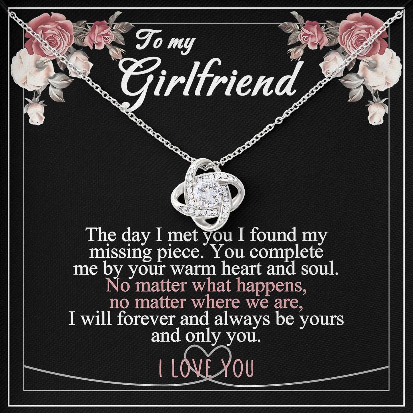 To My Girlfriend Heart Necklace – Romantic Gift Box with Sentimental Message Card from Boyfriend