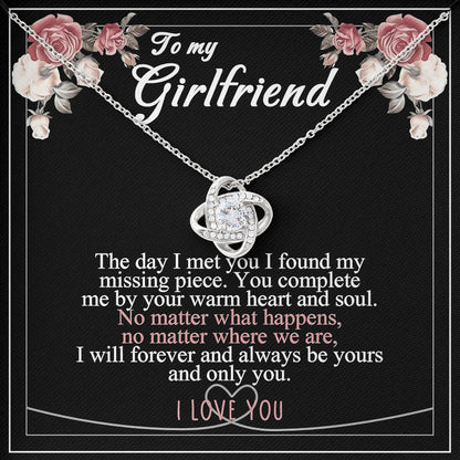 To My Girlfriend Heart Necklace – Romantic Gift Box with Sentimental Message Card from Boyfriend