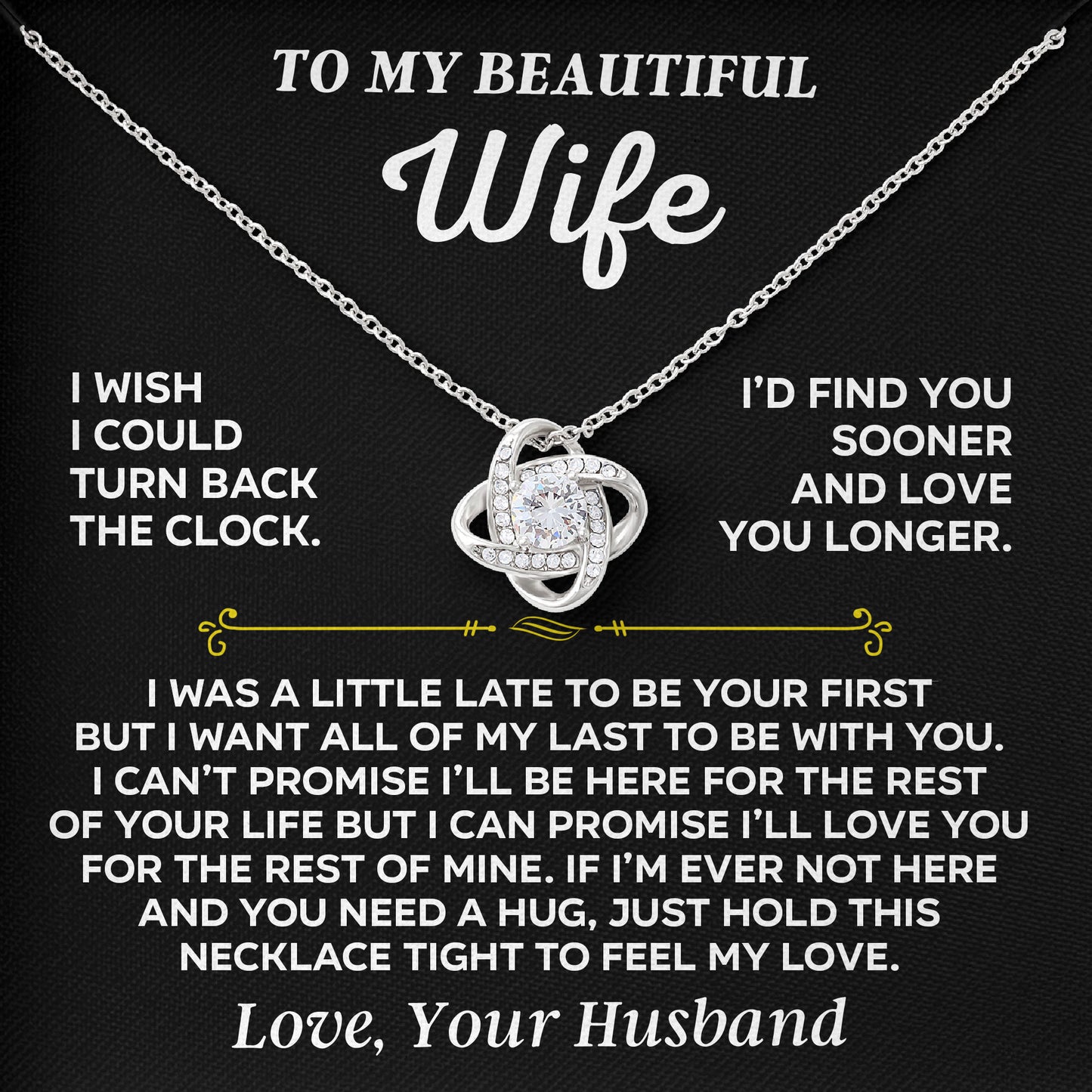 To My Beautiful Wife Necklace Gift Box with Sentimental Message Card