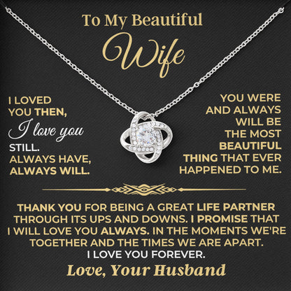 To My Beautiful Wife Necklace 925 Sterling Silver, Message Card＆LED Gift Box