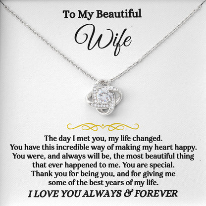 To My Beautiful Wife Necklace Sentimental Birthday Valentine's Day Gift for Her