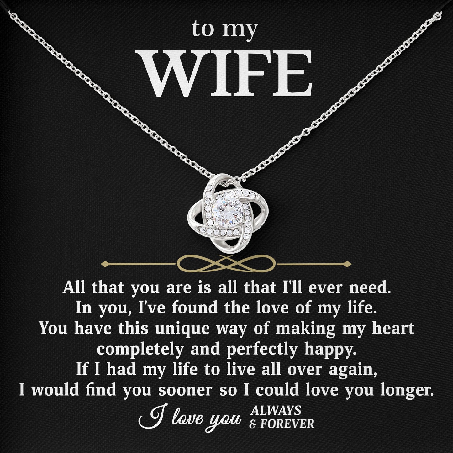 To My Wife Necklace Gift Box with Sentimental Message Card