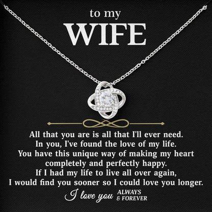 To My Wife Necklace Gift Box with Sentimental Message Card