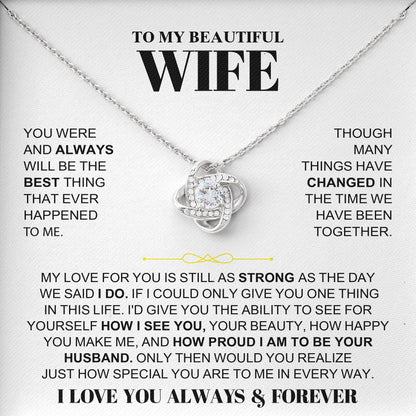 To My Beautiful Wife Necklace with Message Card and Gift Box for Wife Soulmate Girlfriend