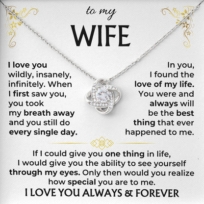 To My Wife Love Knot Necklace, Romantic Jewelry Gift for Wife, Anniversary Present, Birthday
