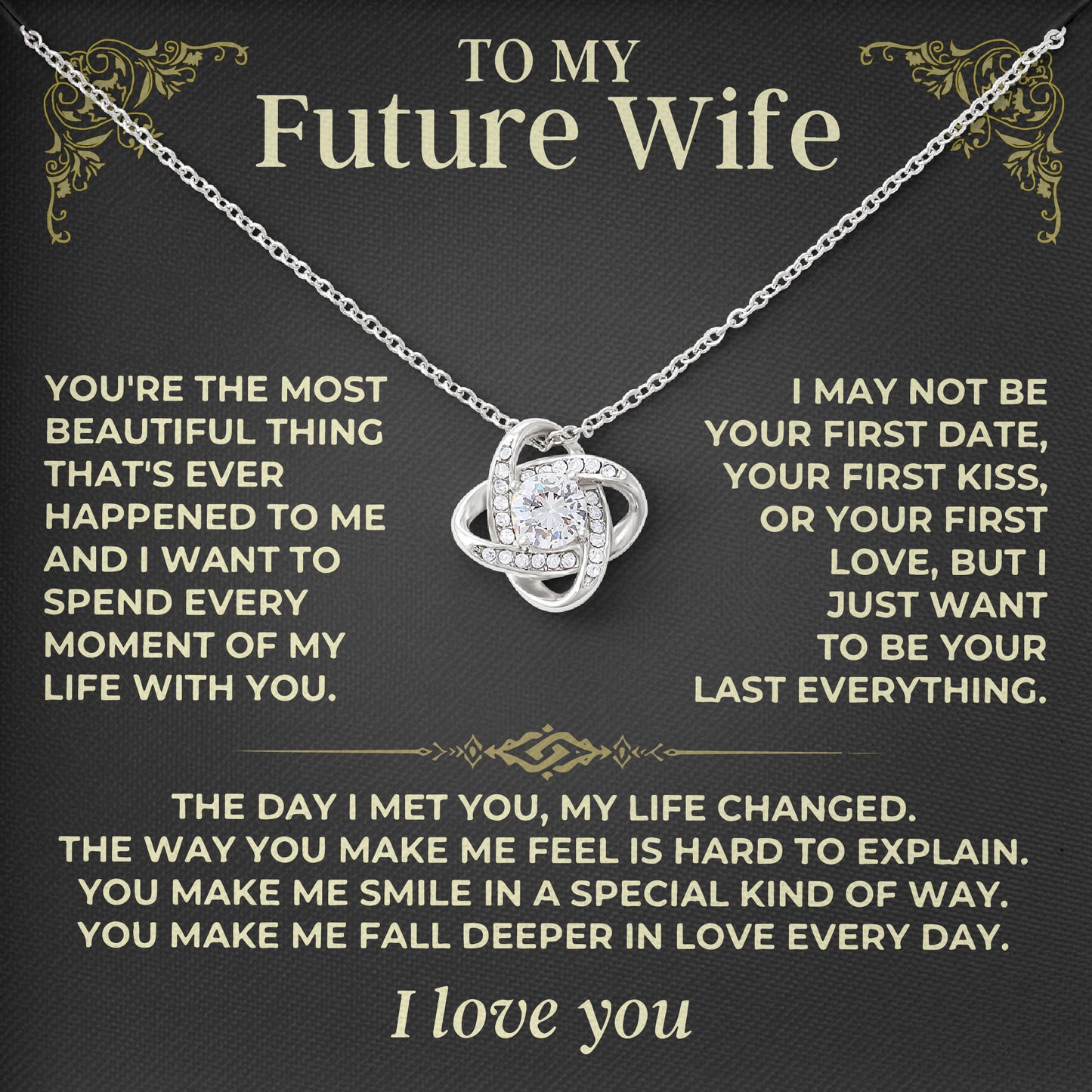 To My Beautiful Future Wife Necklace with Message Card and Gift Box for Wife Soulmate Girlfriend