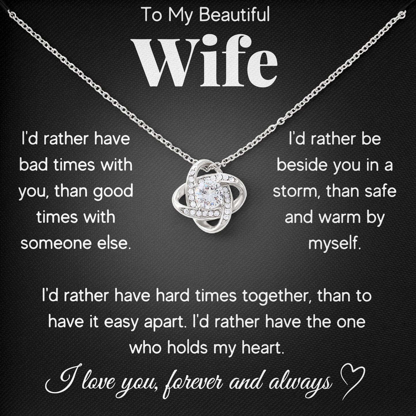 To My Beautiful Wife Necklace Meaningful Gift For Fiancée With Message Card And Box