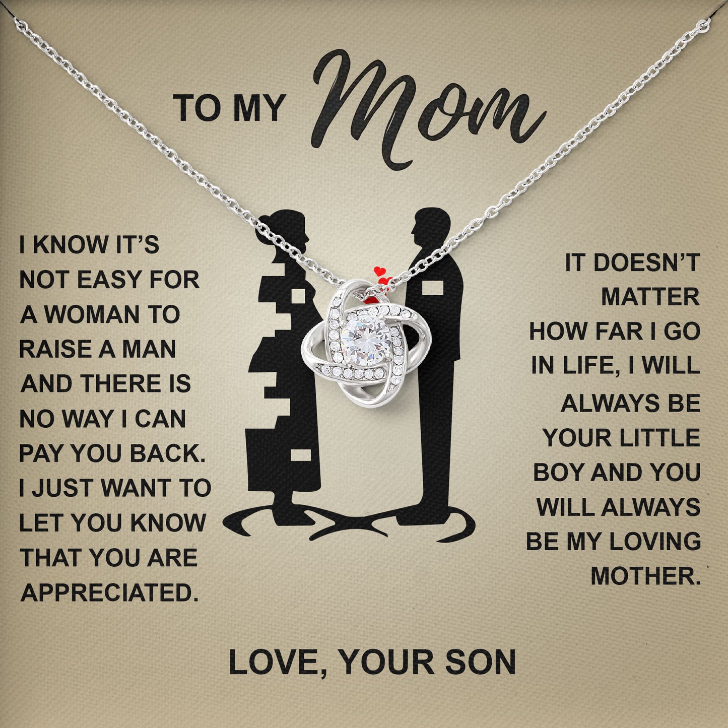 To My Mom Necklace From Your Son, Valentine's Day Birthday Gifts Ideas, Anniversary Keepsake, Mother Gift