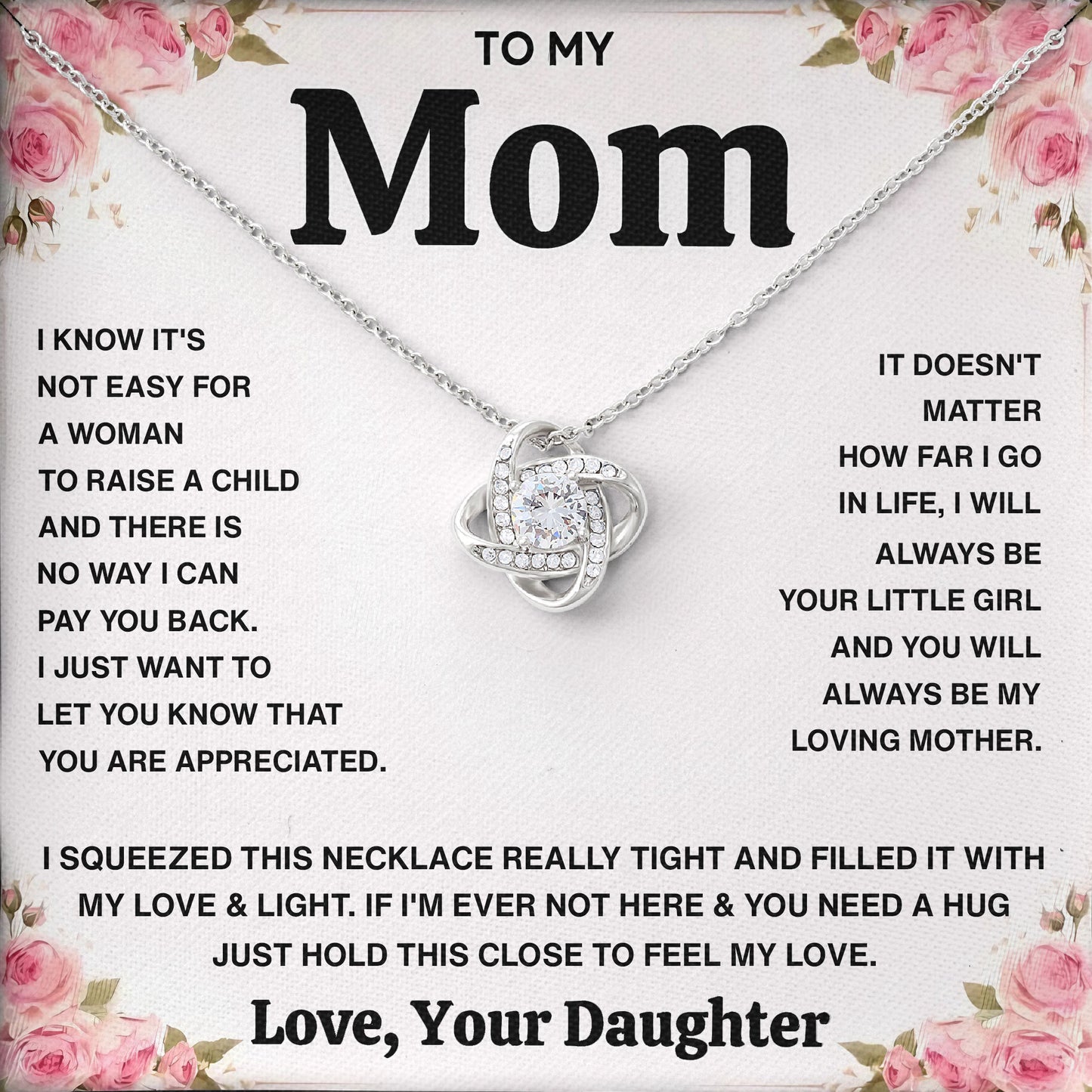 To My Mom Necklace, Anniversary Keepsake, Mother Gift, Valentine's Day Birthday Gifts Ideas