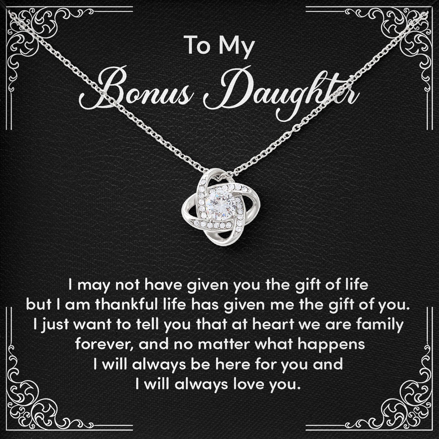 To My Bonus Daughter Necklace with Message