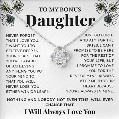 To My Bonus Daughter Necklace with Message From Parents