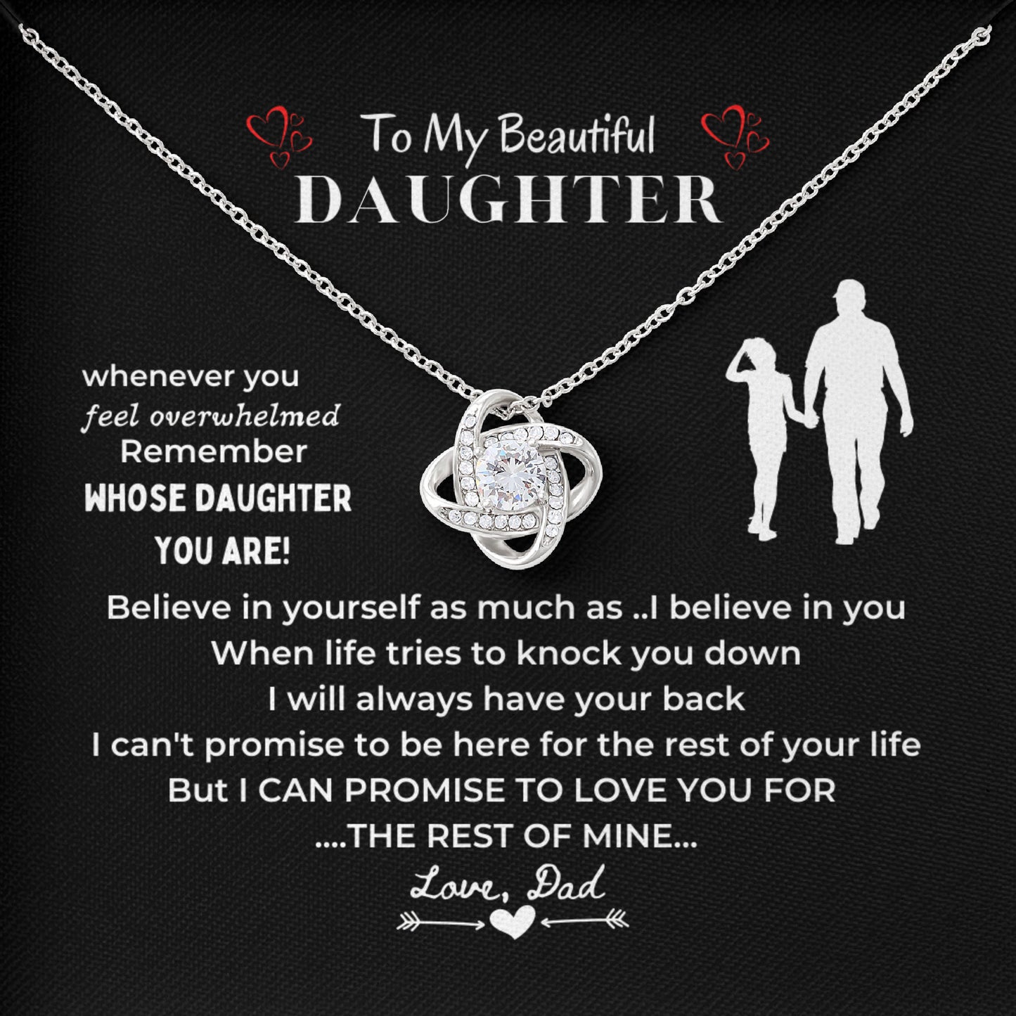 To My Beautiful Daughter Love Necklace Gift From Dad