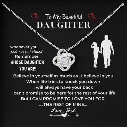 To My Beautiful Daughter Love Necklace Gift From Dad