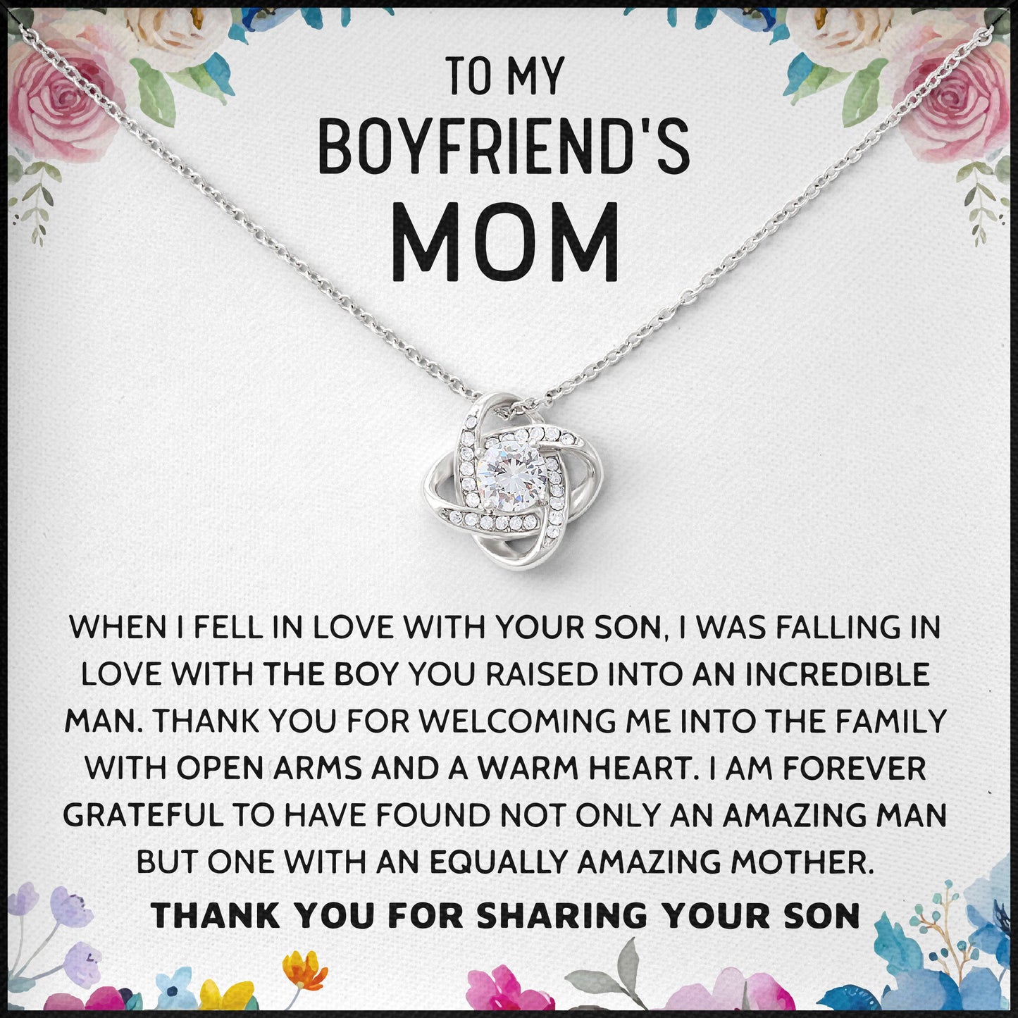 To My Boyfriends Mom Necklace, Valentines Day, Birthday, Mother's Day Gifts
