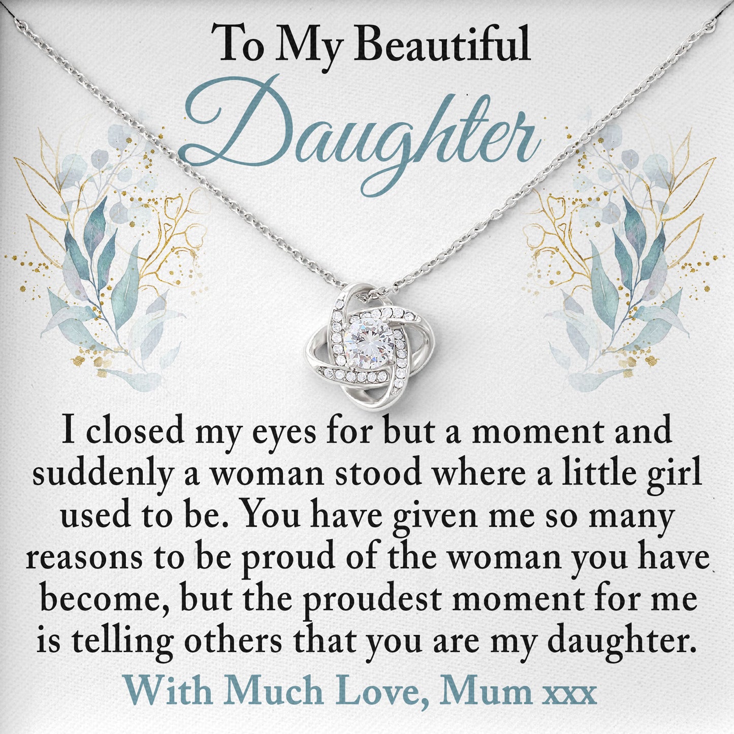 To My Beautiful Daughter Necklace Gift From Mom