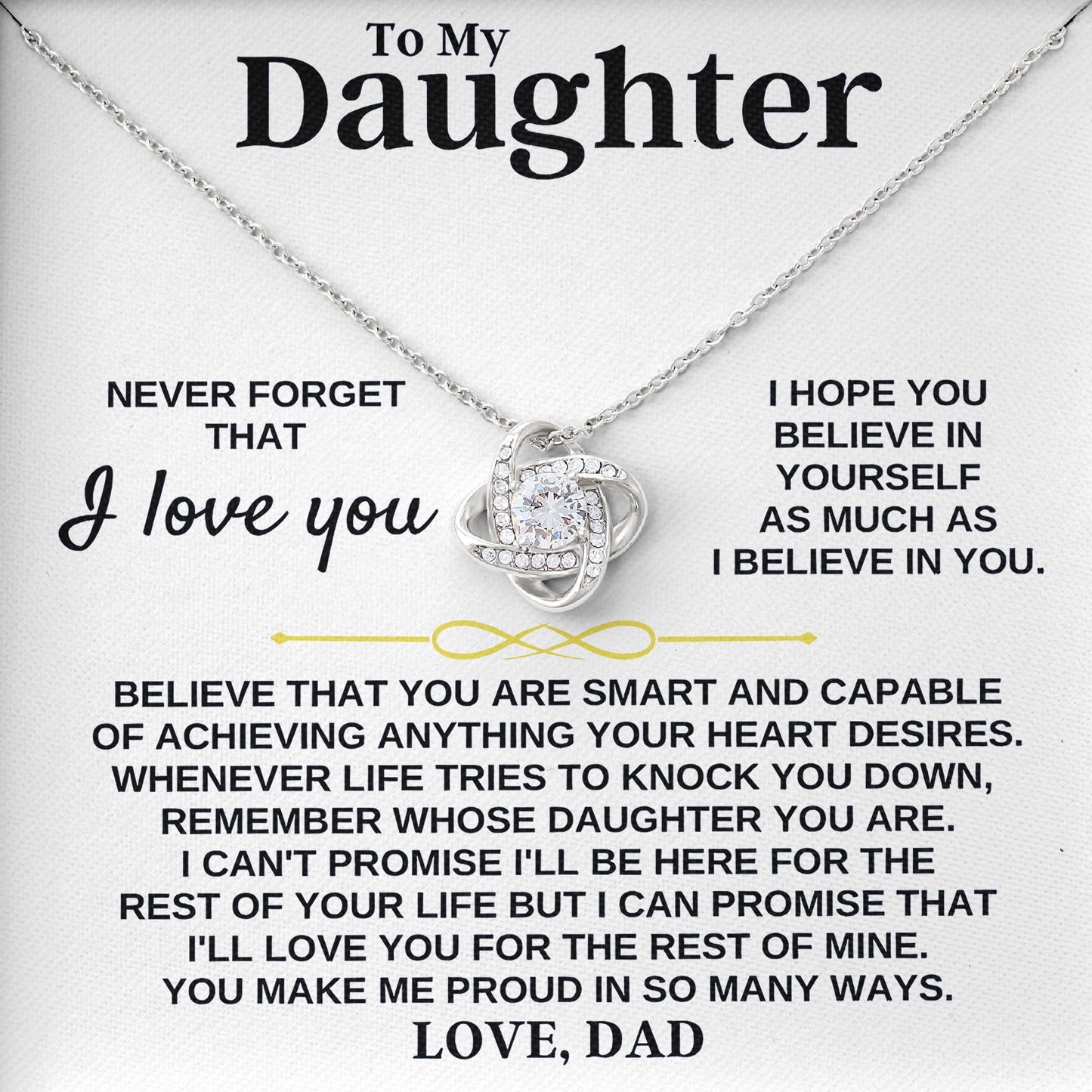 To My Daughter Necklace Birthday Gift with Message Card From Dad