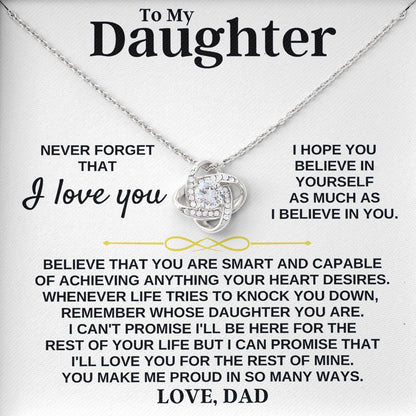 To My Daughter Necklace Birthday Gift with Message Card From Dad