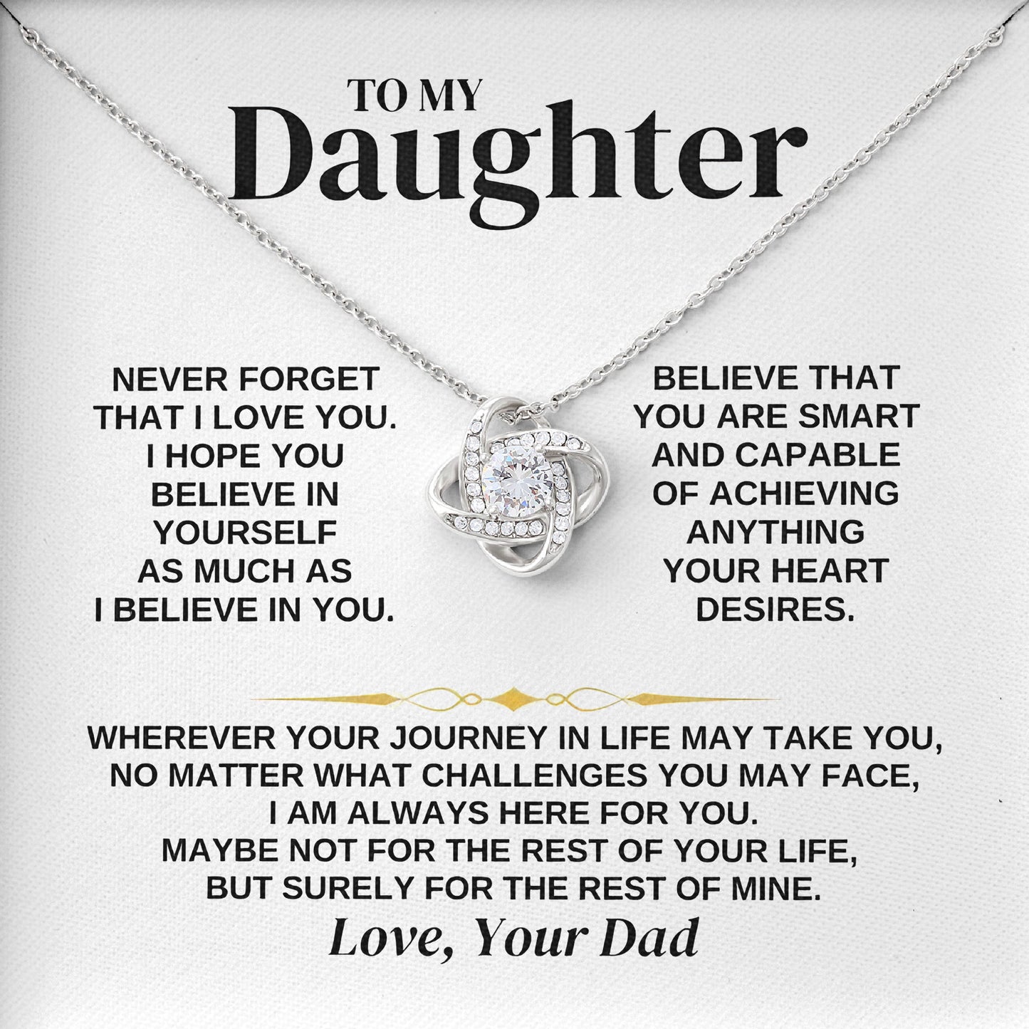 To My Daughter Graduation Necklace with Gift Box From Dad