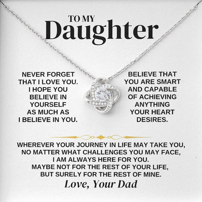 To My Daughter Graduation Necklace with Gift Box From Dad