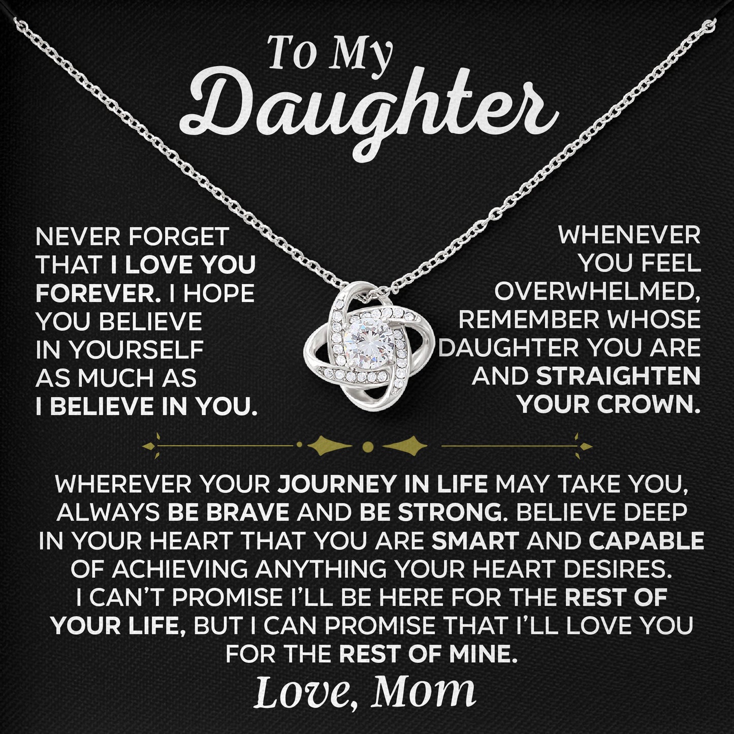 To My Daughter Sentimental Necklace Gift From Mom