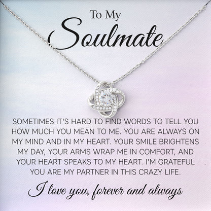 To My Soulmate Necklace Gift Jewelry with Love Message