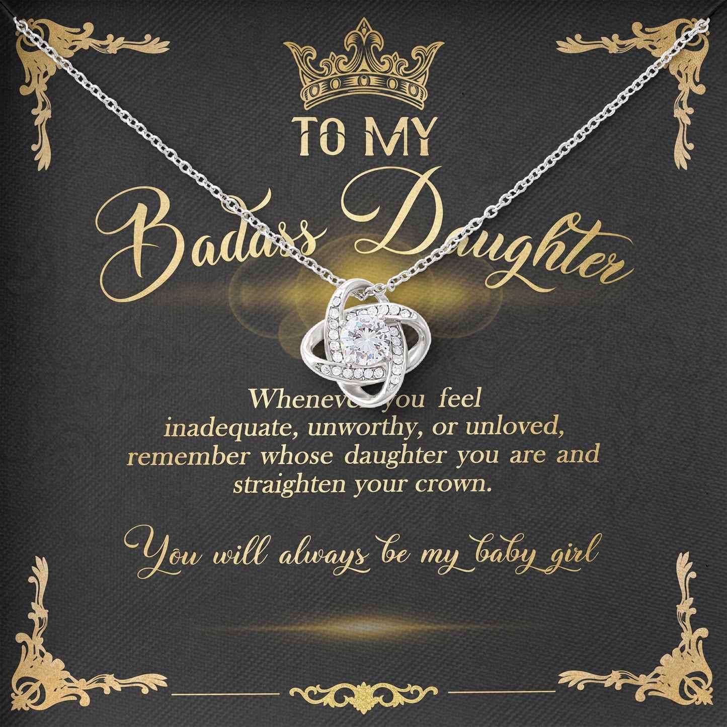To My Badass Daughter Necklace With Message Cards