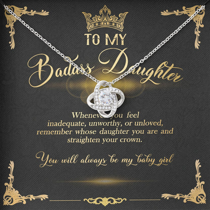 To My Badass Daughter Necklace With Message Cards