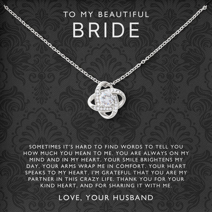 To My Beautiful Bride Necklace Gift From Husband